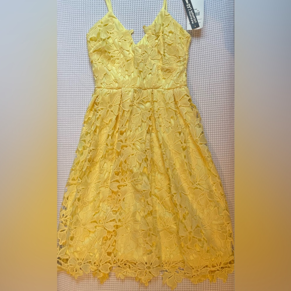 NWT Design Lab Yellow Lace A Line Dress